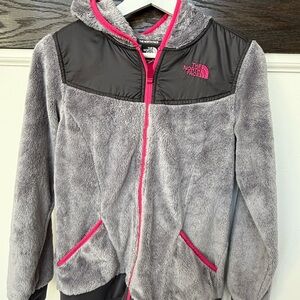 The North Face Gray and Pink Fleece Jacket